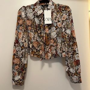 NWT never worn zara cropped floral blouse